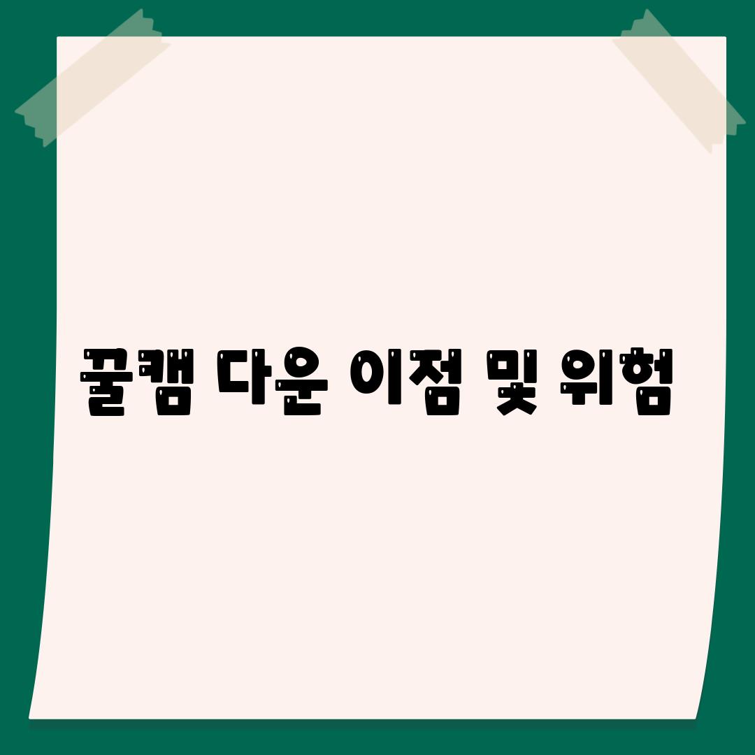 꿀캠 다운 이점 및 위험