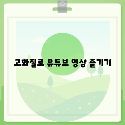 고화질로 유튜브 영상 즐기기