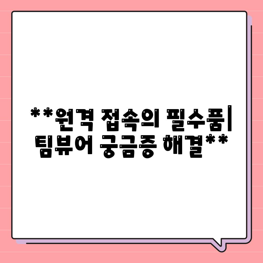 **원격 접속의 필수품| 팀뷰어 궁금증 해결**