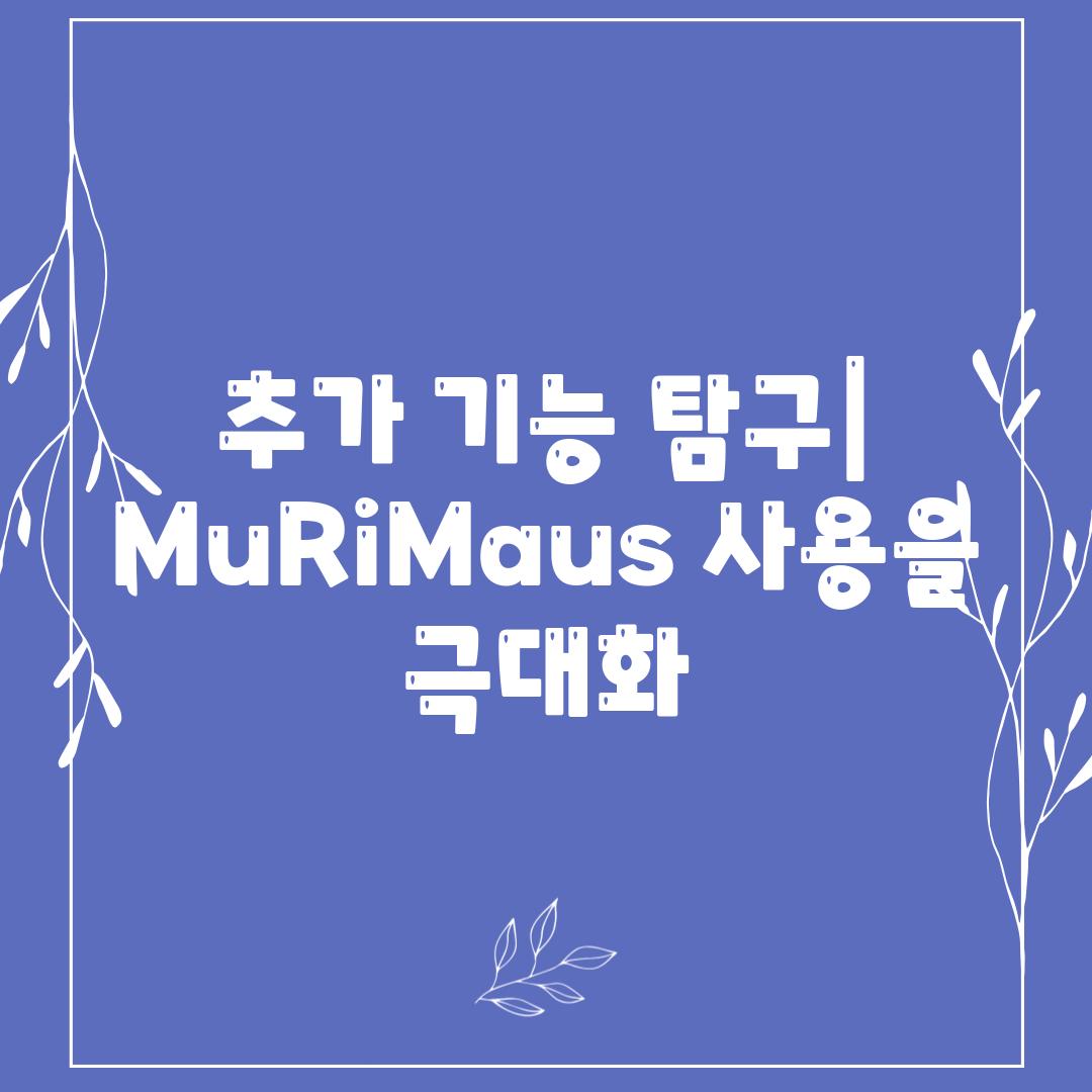 추가 기능 탐구| MuRiMaus 사용을 극대화