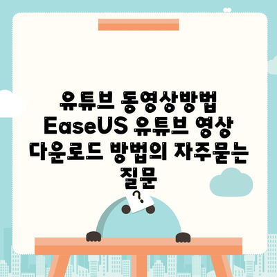 유튜브 동영상방법 EaseUS 유튜브 영상 다운로드 방법