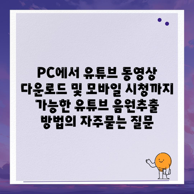 PC에서 유튜브 동영상 다운로드 및 모바일 시청까지 가능한 유튜브 음원추출 방법