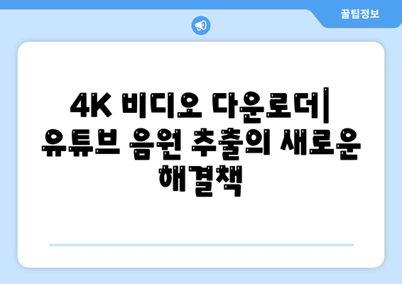 유튜브 동영상 음원 추출 사이트 대체방법 4K 비디오 다운로더