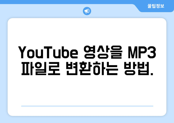 YouTube 영상 다운로드, MP3 변환 및 음원 추출 방법