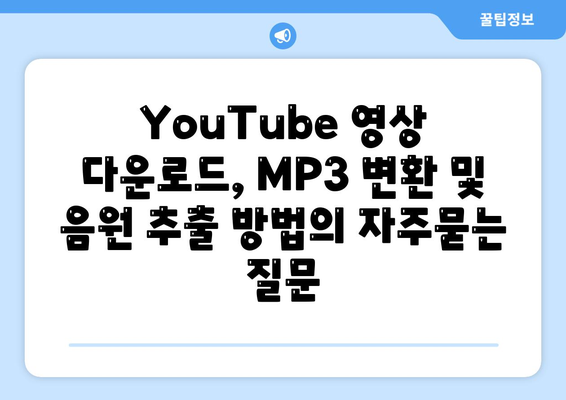 YouTube 영상 다운로드, MP3 변환 및 음원 추출 방법