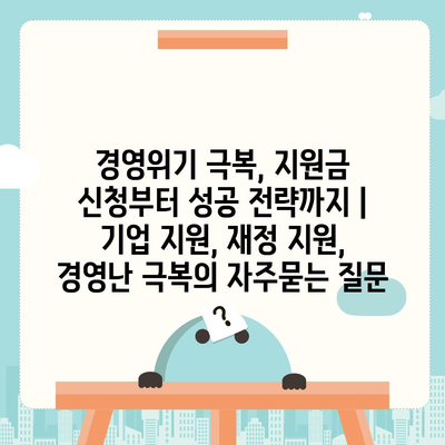 경영위기 극복, 지원금 신청부터 성공 전략까지 | 기업 지원, 재정 지원, 경영난 극복