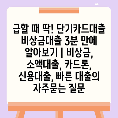 급할 때 딱! 단기카드대출 비상금대출 3분 만에 알아보기 | 비상금, 소액대출, 카드론, 신용대출, 빠른 대출