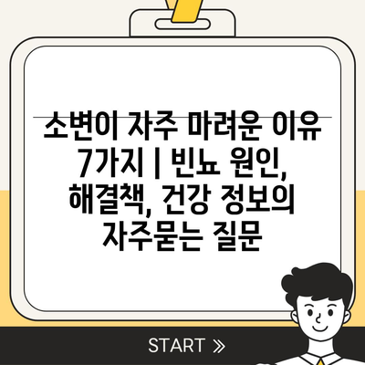 소변이 자주 마려운 이유 7가지 | 빈뇨 원인, 해결책, 건강 정보