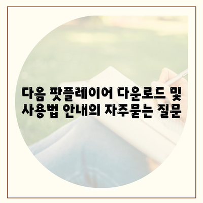 다음 팟플레이어 다운로드 및 사용법 안내