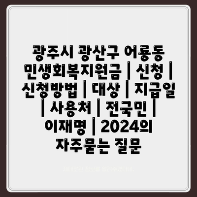 광주시 광산구 어룡동 민생회복지원금 | 신청 | 신청방법 | 대상 | 지급일 | 사용처 | 전국민 | 이재명 | 2024