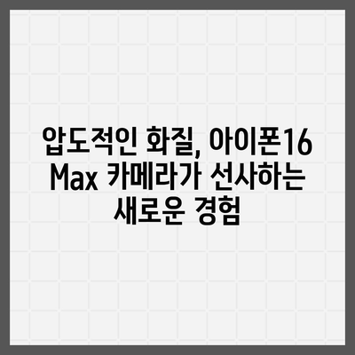 아이폰16 Max 카메라 | 큰 화면, 더 뛰어난 사진