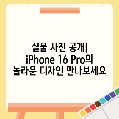 iPhone 16 Pro 디자인, 출시일 | 실물 사진 공개