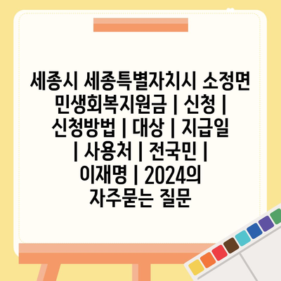 세종시 세종특별자치시 소정면 민생회복지원금 | 신청 | 신청방법 | 대상 | 지급일 | 사용처 | 전국민 | 이재명 | 2024