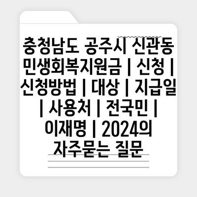 충청남도 공주시 신관동 민생회복지원금 | 신청 | 신청방법 | 대상 | 지급일 | 사용처 | 전국민 | 이재명 | 2024