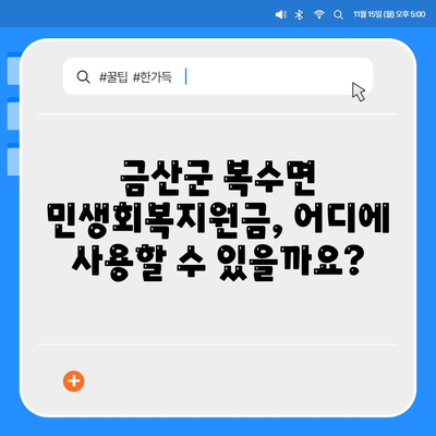 충청남도 금산군 복수면 민생회복지원금 | 신청 | 신청방법 | 대상 | 지급일 | 사용처 | 전국민 | 이재명 | 2024