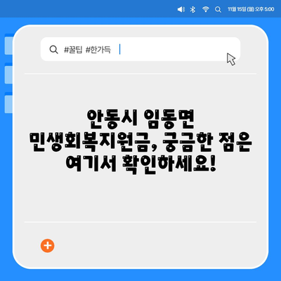 경상북도 안동시 임동면 민생회복지원금 | 신청 | 신청방법 | 대상 | 지급일 | 사용처 | 전국민 | 이재명 | 2024