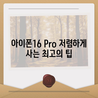 아이폰16 Pro 가격을 저렴하게 살 수 있는 방법