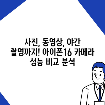 아이폰16의 카메라 성능을 벤치마크로 측정하기