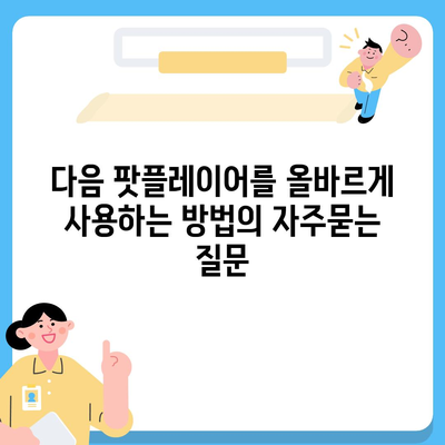 다음 팟플레이어를 올바르게 사용하는 방법