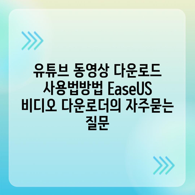 유튜브 동영상 다운로드 사용법방법 EaseUS 비디오 다운로더