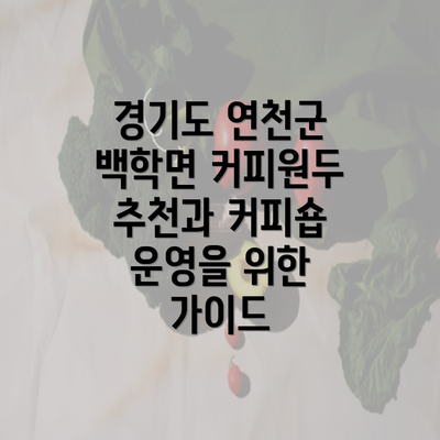 경기도 연천군 백학면 커피원두 추천과 커피숍 운영을 위한 가이드