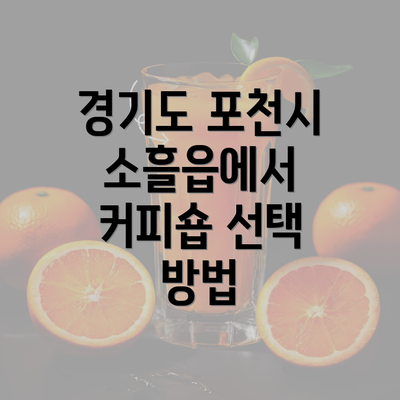 경기도 포천시 소흘읍에서 커피숍 선택 방법