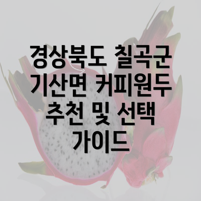 경상북도 칠곡군 기산면 커피원두 추천 및 선택 가이드