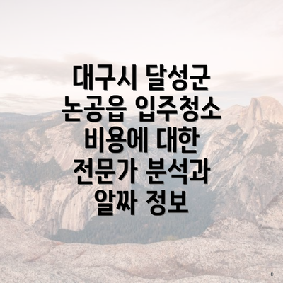 대구시 달성군 논공읍 입주청소 비용에 대한 전문가 분석과 알짜 정보