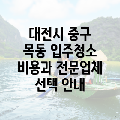 대전시 중구 목동 입주청소 비용과 전문업체 선택 안내