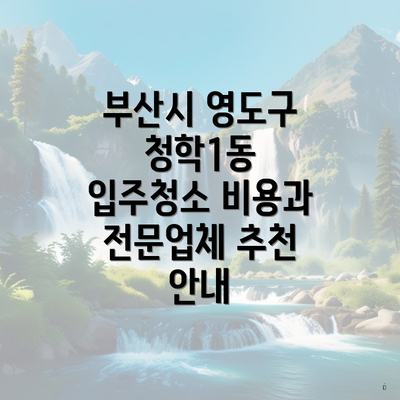 부산시 영도구 청학1동 입주청소 비용과 전문업체 추천 안내