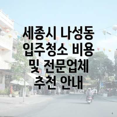 세종시 나성동 입주청소 비용 및 전문업체 추천 안내