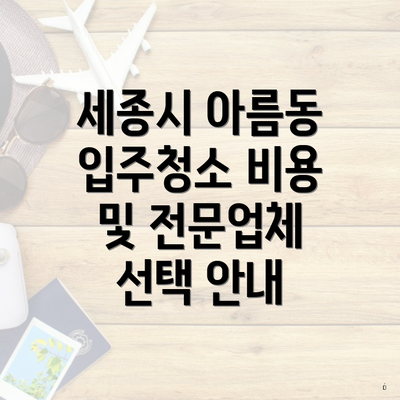 세종시 아름동 입주청소 비용 및 전문업체 선택 안내