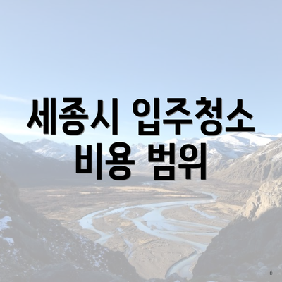 세종시 입주청소 비용 범위