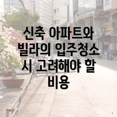 신축 아파트와 빌라의 입주청소 시 고려해야 할 비용