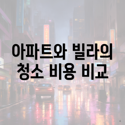 아파트와 빌라의 청소 비용 비교