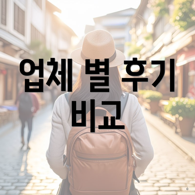 업체 별 후기 비교