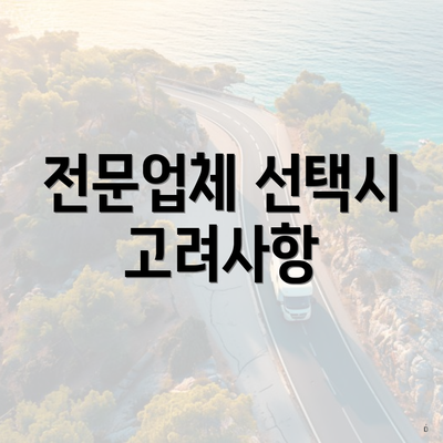 전문업체 선택시 고려사항