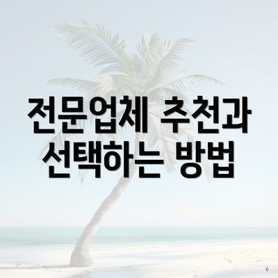 전문업체 추천과 선택하는 방법