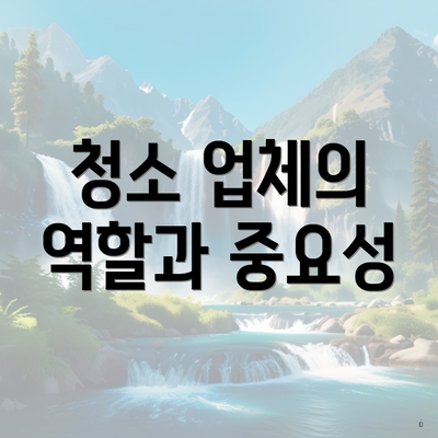 청소 업체의 역할과 중요성