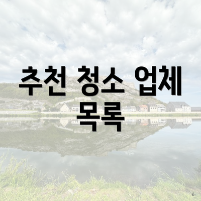 추천 청소 업체 목록