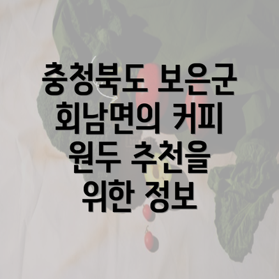 충청북도 보은군 회남면의 커피 원두 추천을 위한 정보