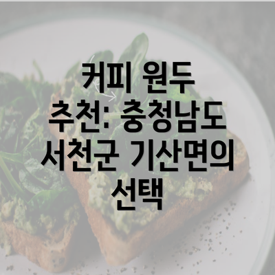 커피 원두 추천: 충청남도 서천군 기산면의 선택