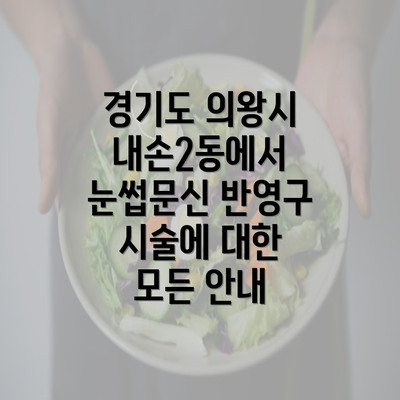 경기도 의왕시 내손2동에서 눈썹문신 반영구 시술에 대한 모든 안내