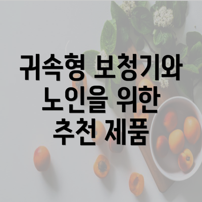 귀속형 보청기와 노인을 위한 추천 제품