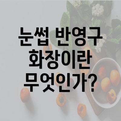 눈썹 반영구 화장이란 무엇인가?