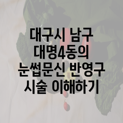 대구시 남구 대명4동의 눈썹문신 반영구 시술 이해하기