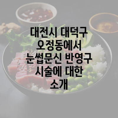 대전시 대덕구 오정동에서 눈썹문신 반영구 시술에 대한 소개