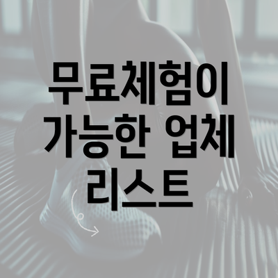 무료체험이 가능한 업체 리스트