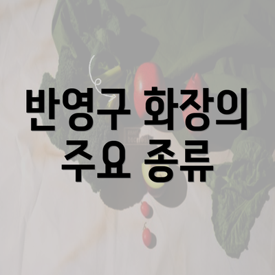 반영구 화장의 주요 종류