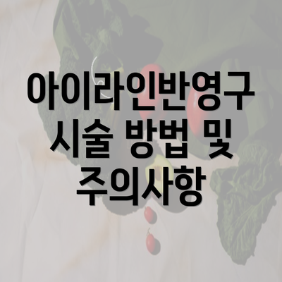 아이라인반영구 시술 방법 및 주의사항